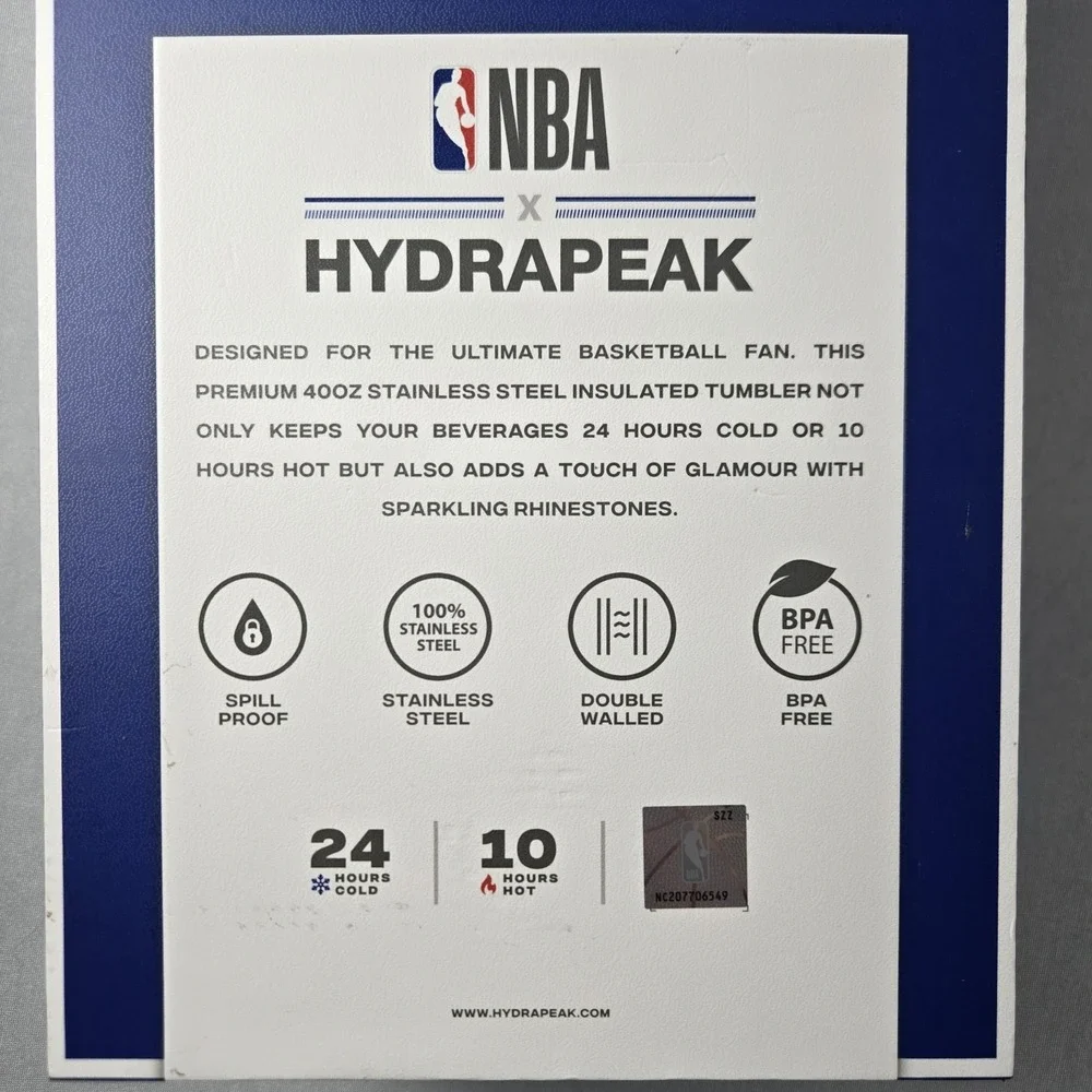 NBA Bling Hydrapeak LE Chicago Bulls Logo‎ 40 oz Steel Tumbler Rhinestones - NIB
